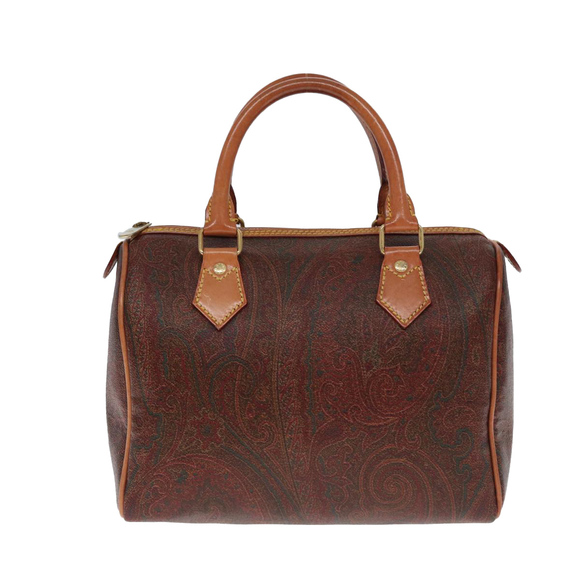 ETRO Paisley Boston Bag PVC Leather Brown Auth yk13070 - Picture 13 of 16